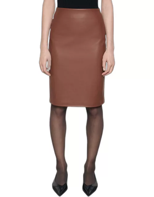 Knee-Length Faux Leather Skirt