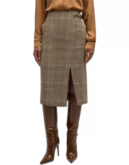 Amber Check Wrap Midi Skirt