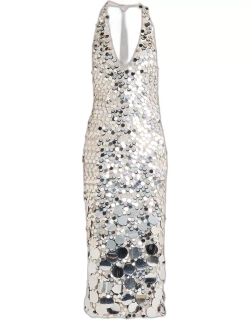 Sloan Sequin Halter Midi Dres