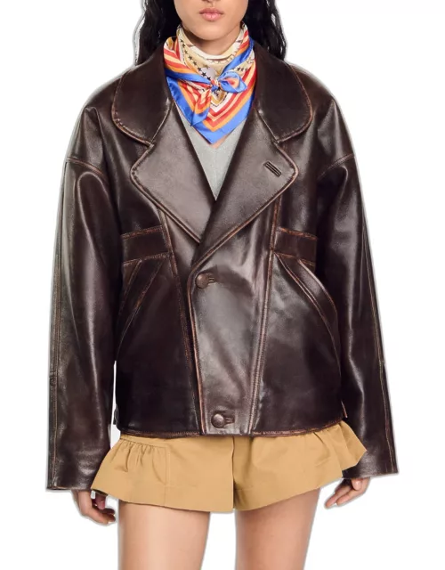 Clem Wrap Distressed Lambskin Leather Jacket