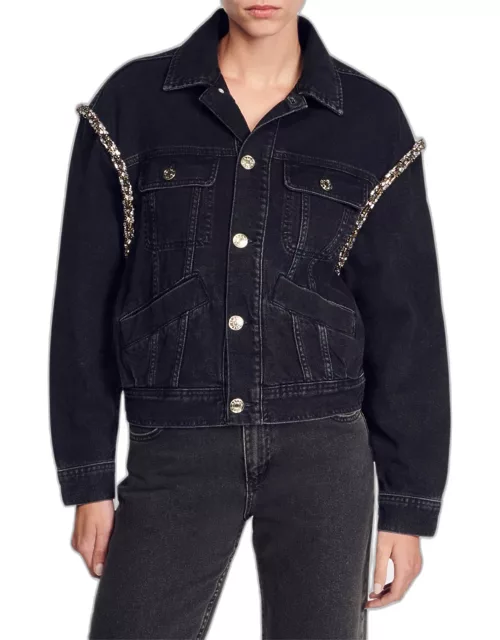 Paloma Embellished Faded Denim Jacket