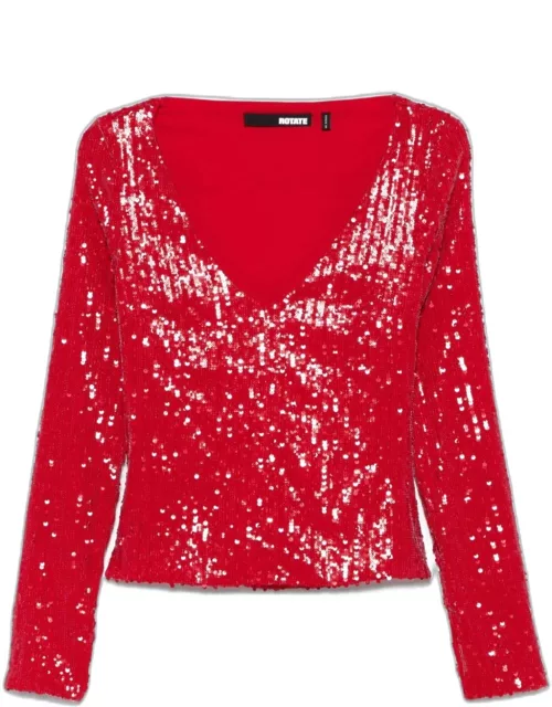 Rotate by Birger Christensen Sequins Ls V-neck Top