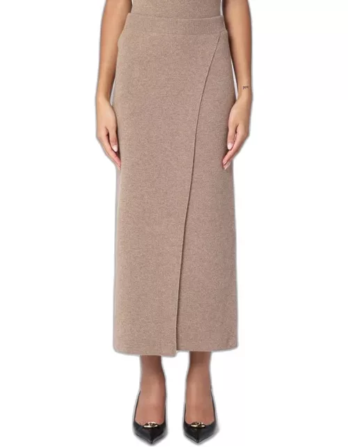 Beige wool and cashmere midi skirt