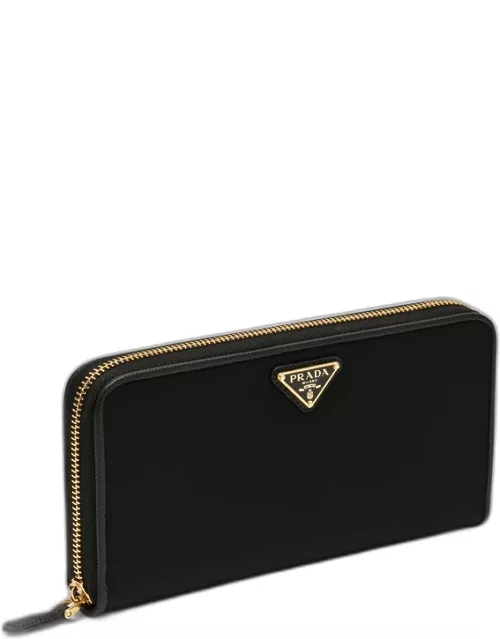 Black Re-Nylon zip around wallet