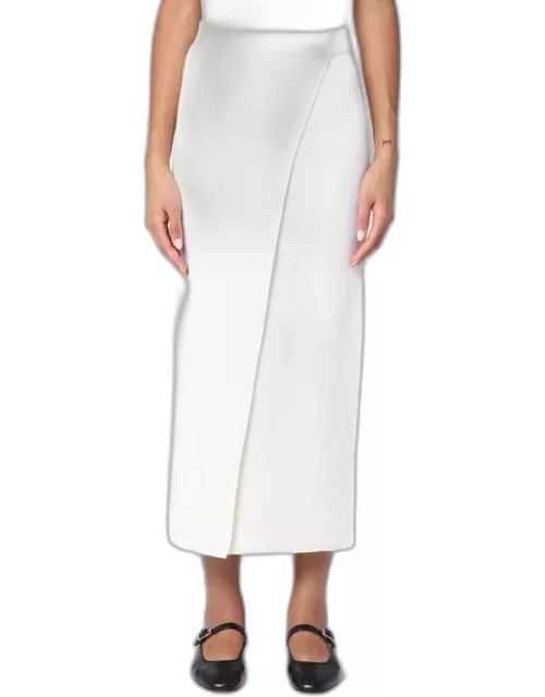 White wool and cashmere midi skirt