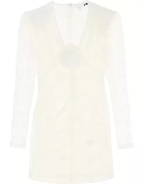 Rotate by Birger Christensen Lace Mini Dress With Removable Flower Detai