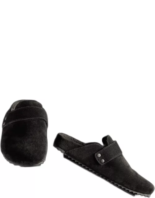 Women's Suede Slip On Clog - Black/Black