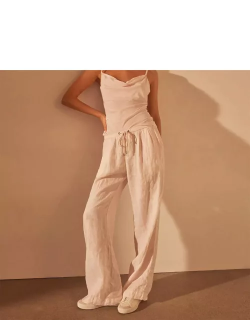 Wide Leg Relaxed Linen Pant - Zephyr Pigment