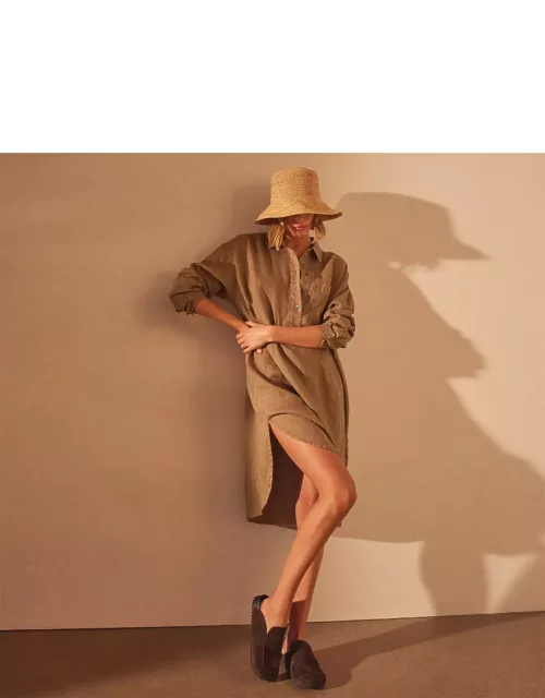 Linen Shirt Dress - Cashew Pigment