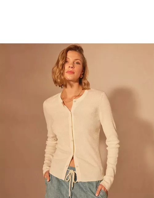 Stretch Linen Ribbed Cardigan - Canva