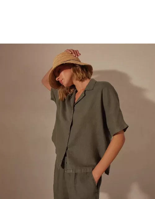 Lightweight Linen Boxy Shirt - Palm Pigment