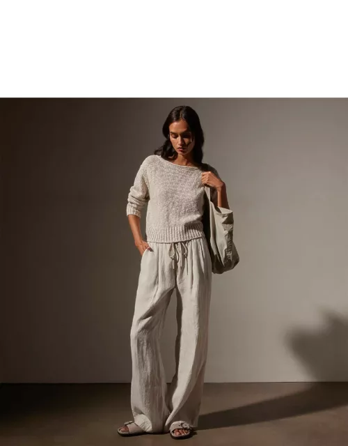 Wide Leg Relaxed Linen Pant - Salt Pigment