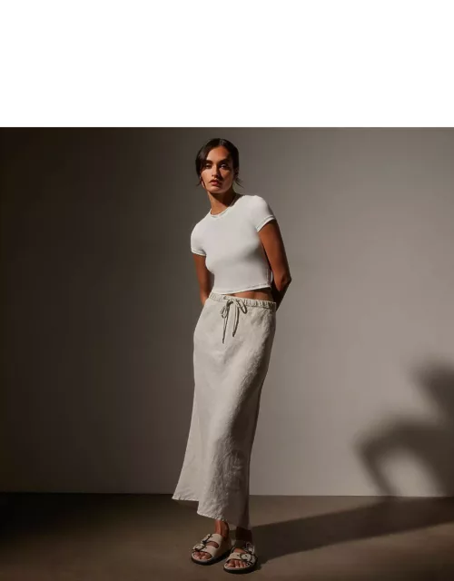 High Low Linen Skirt - Salt Pigment