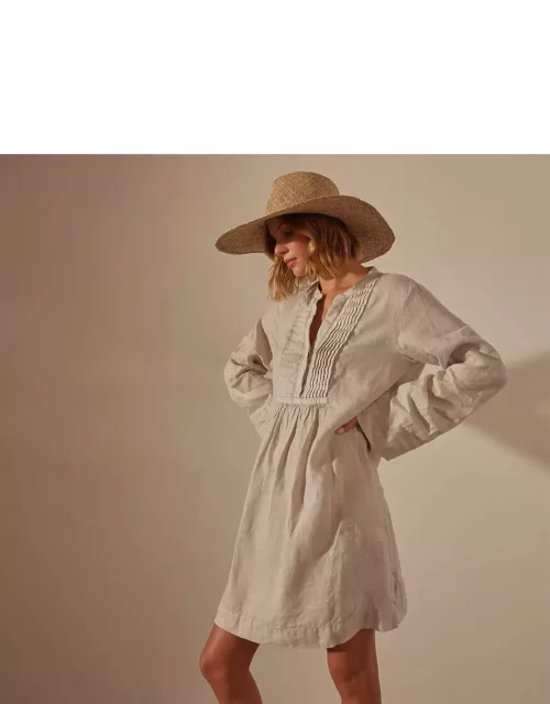 Linen Pin Tuck Dress - Salt Pigment