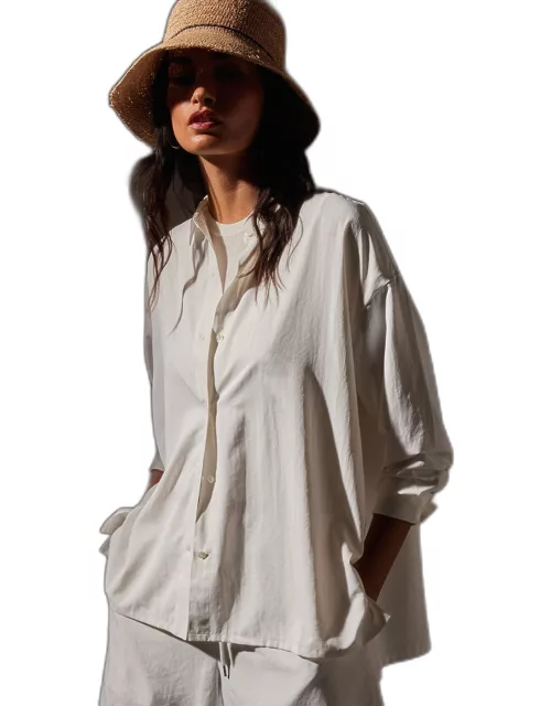 Lightweight Matte Sateen Fluid Shirt - White