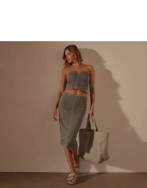 Recycled Brushed Jersey Skirt - Palm Pigment