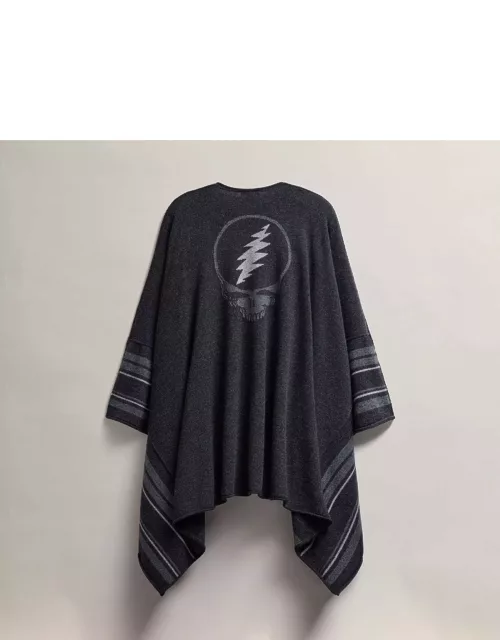 Grateful Dead Recycled Cashmere Poncho - Coal/Flannel/Heather Grey