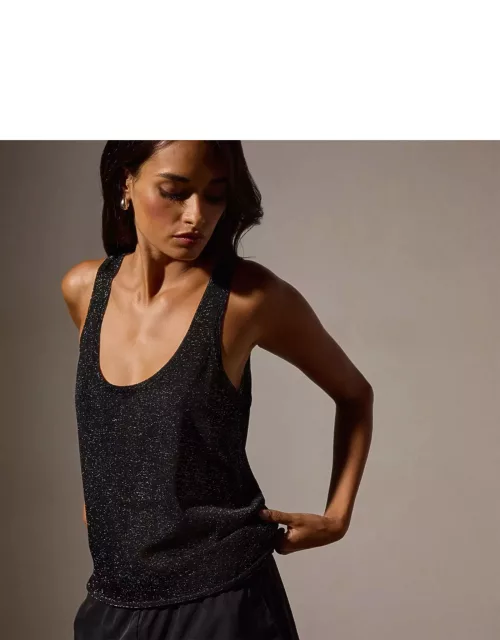 Metallic Knit Tank - Black