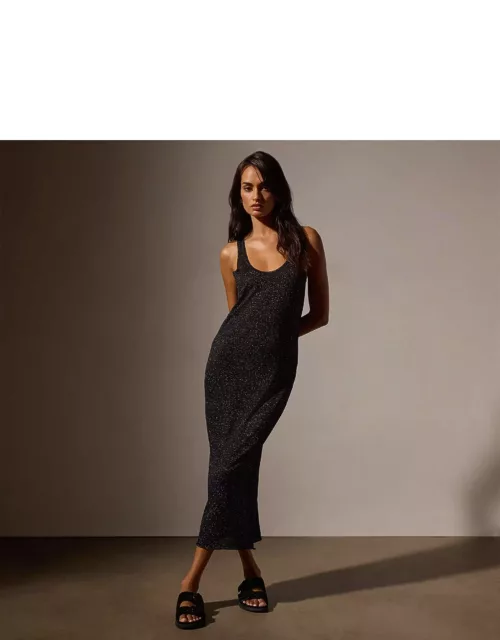 Metallic Knit Tank Dress - Black