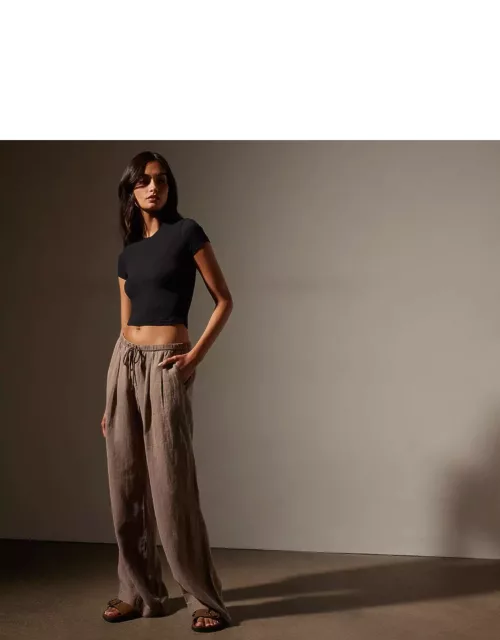 Wide Leg Relaxed Linen Pant - Cargo Pigment