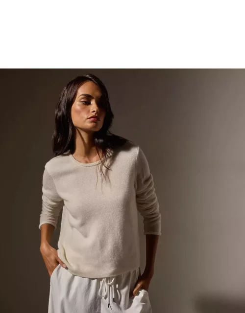 Soft Featherweight Cashmere Crew Neck Sweater - Oyster