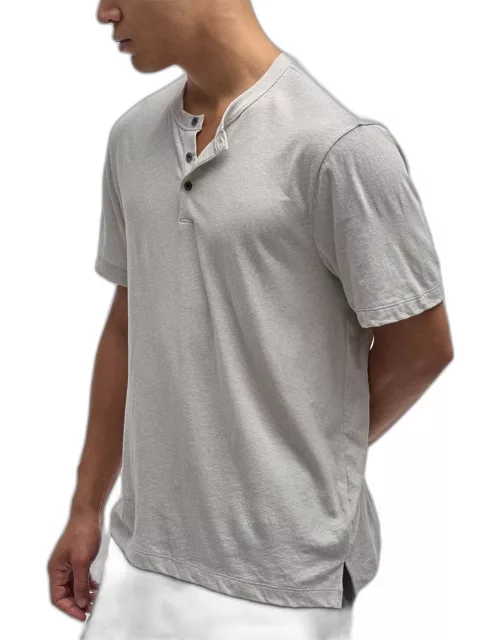 Cotton Jersey Short Sleeve Henley - Salt