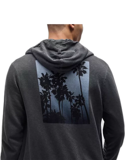 Ombrè Palms Graphic Hoodie - Carbon Pigment/Blue