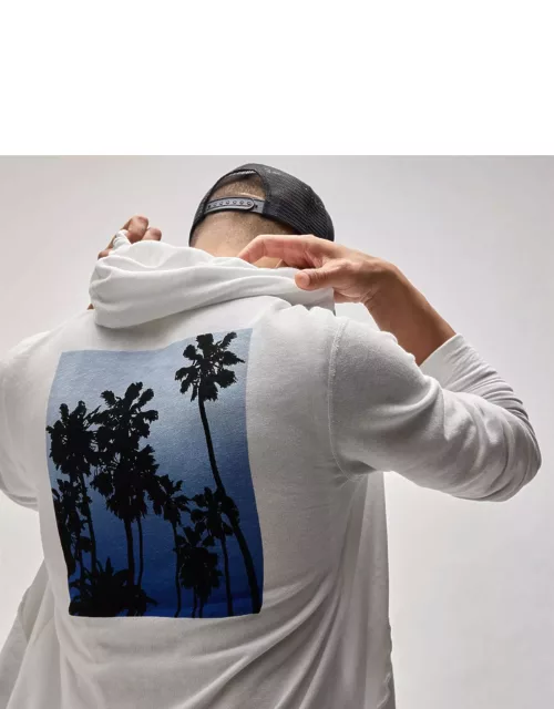 Ombrè Palms Graphic Hoodie - White/Blue