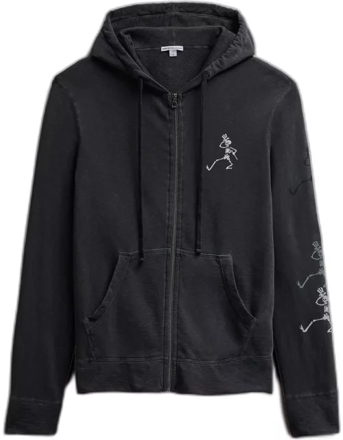 Men's Grateful Dead Dancing Skeleton Full Zip Hoodie - Carbon Pigment