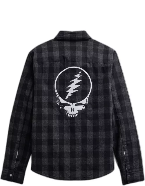 Men's Grateful Dead Sherpa Lined Plaid Jacket - Flannel/Black