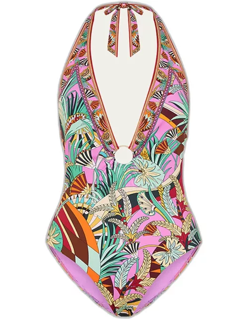 Giza Goddess Ring Plunge One-Piece Swimsuit