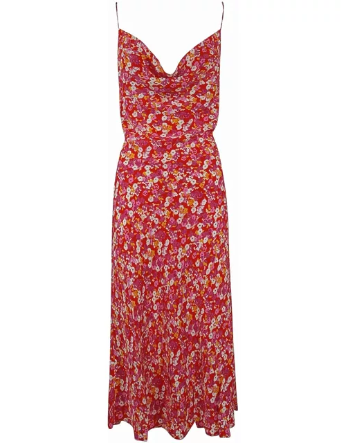 Rotate by Birger Christensen Jacquard Flower Printed Midi Dres