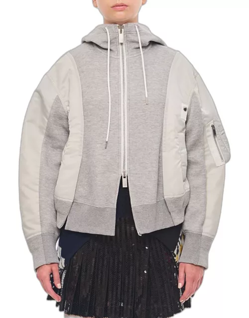 Sacai Nylon Twill X Sponge Sweat Hoodie Grey