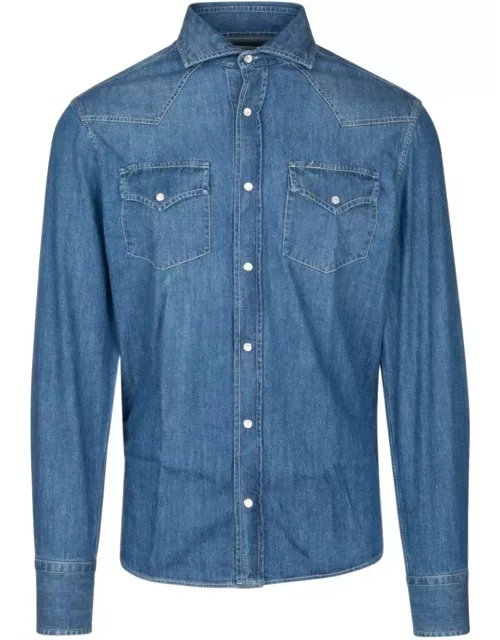 Brunello Cucinelli Button-up Straight Hem Denim Shirt