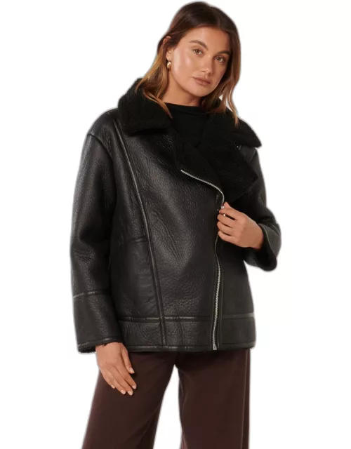 Forever New Women's Randy Relaxed Aviator Jacket in Black