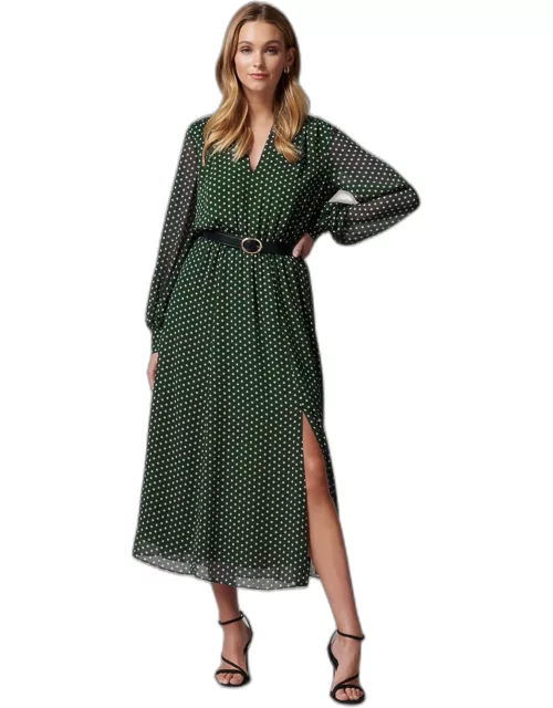 Forever New Women's Aria Belted Midi Shirt Dress in Forest Spot