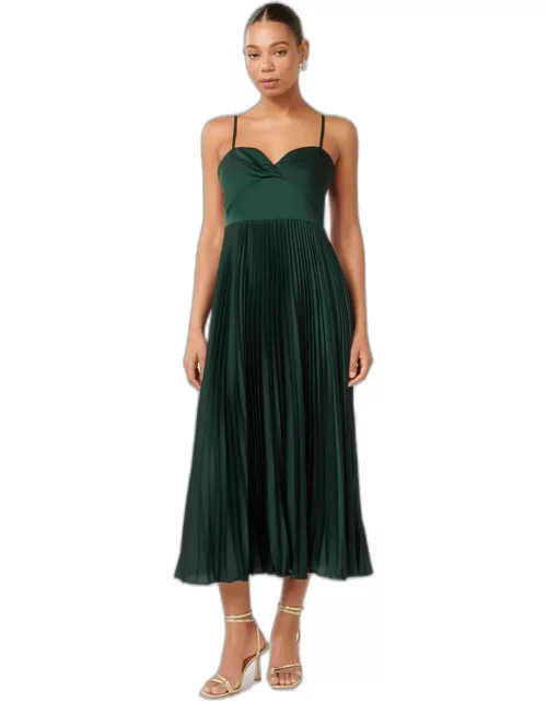 Forever New Women's Chloe Pleated Midi Dress in Forest Mos