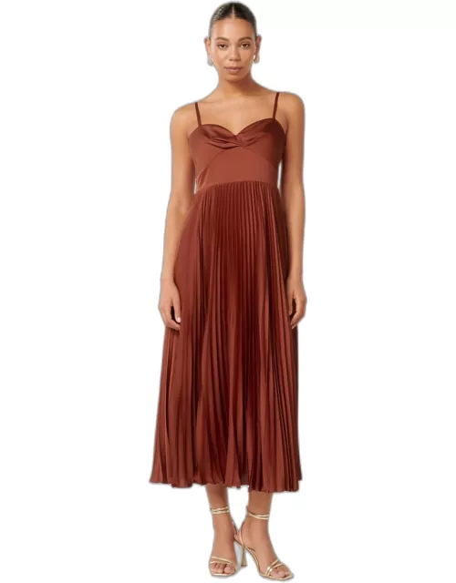 Forever New Women's Chloe Pleated Midi Dress in Burnt Orange