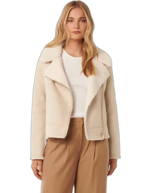 Forever New Women's Montana Faux-Fur Aviator Jacket in Crea