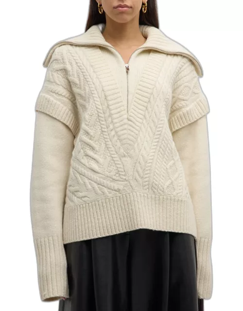 Callie Cable-Knit Half-Zip Sweater