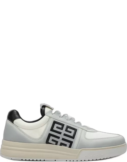 White/black G4 sneaker in dégradé leather and canva