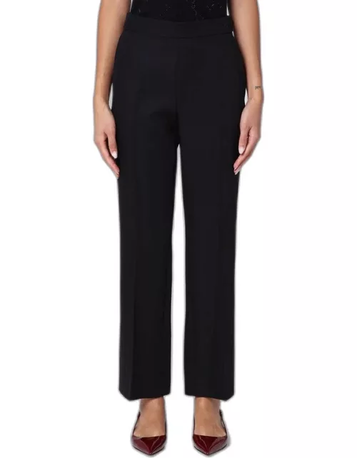 Black wool-blend trouser