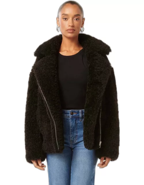 Forever New Women's Belle Petite Faux-Fur Aviator Jacket in Black