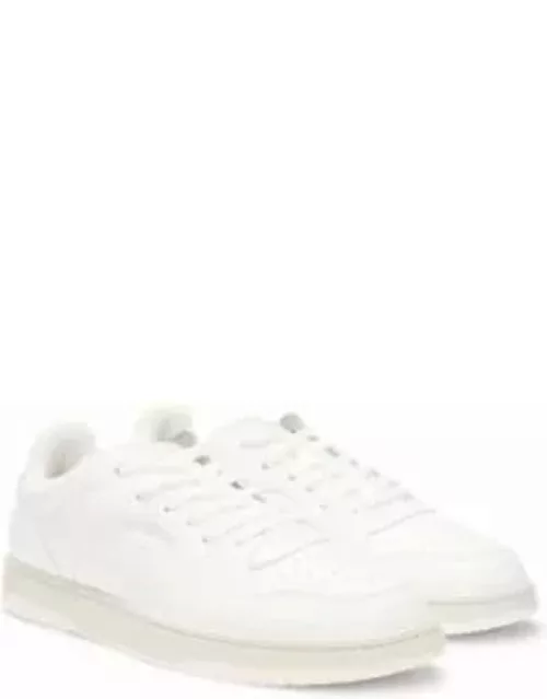 Faux-leather sneakers with contrasting details- White Men's Sneaker