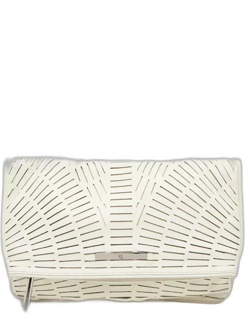 McQ by Alexander McQueen Off White Laser Cut Fold Over Clutch