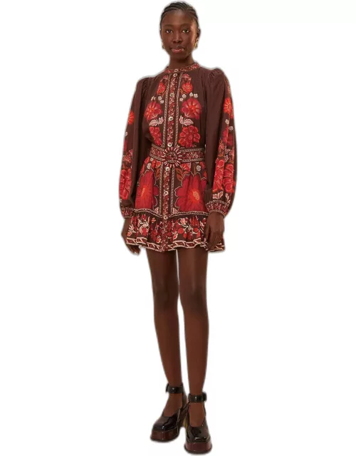 Brown Gigi Tapestry Mini Dress, GIGI TAPESTRY BROWN /