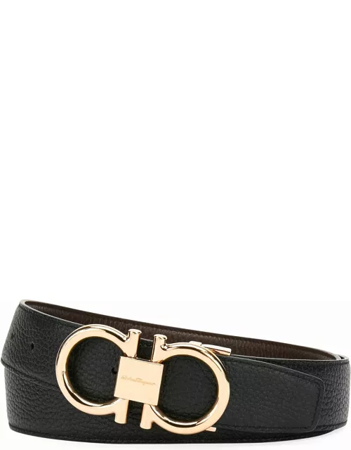 Men's Reversible Leather Belt with Rose-Tone Gancini Buckle