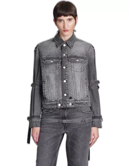 Courrèges Denim Jackets In Grey Cotton