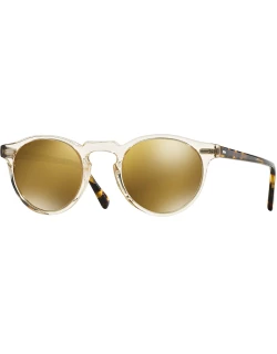 Gregory Peck 47 Round Sunglasses, Yellow