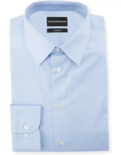 Men's Modern-Fit Cotton-Stretch Dress Shirt, Blue